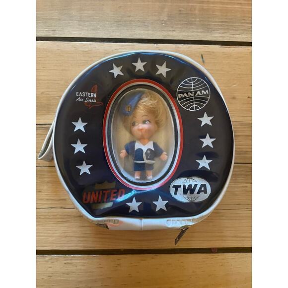 VTG Liddle Kiddie Klone Doll TWA PanAm Eastern United Blue Dress.Still in bubble - Picture 1 of 6